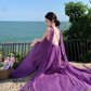 Purple beach dress backless dress loose chiffon suspender long dress seaside holiday dress R1595