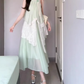 Green sleeveless halter dress irregular gentle temperament loose beach dress R0705