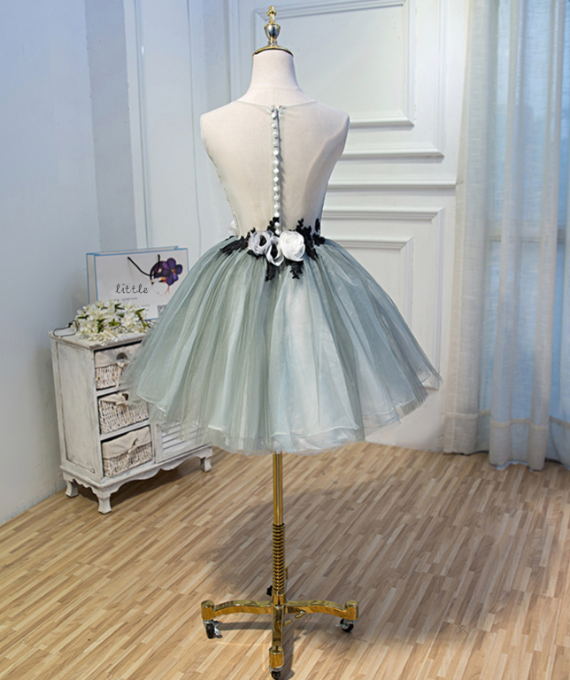 Charming Green Homecoming Dress , Handmade Floral Corset Mini Birthday Dress RS1436