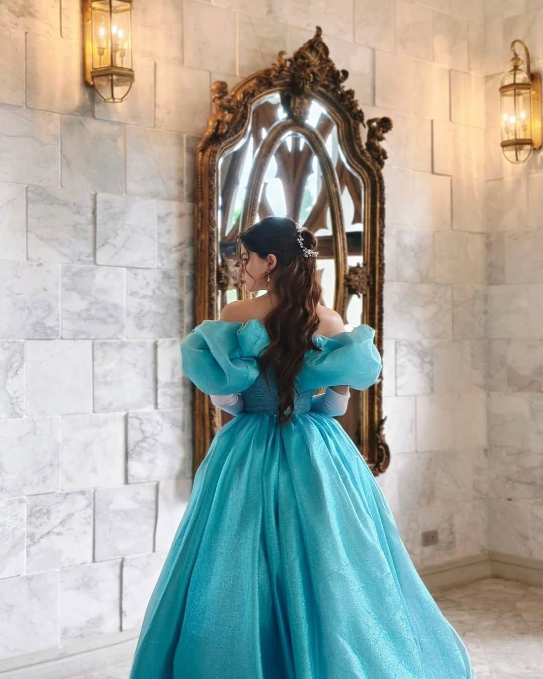 Puffy Silky Women's Prom Gown Blue Corset Maxi Evening Dress Birthday Dress — Fall Outfit 2026 New RS3138