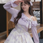 Sweet Printed Bow Women's Homecoming Dress Lavender Waist Fitted Short Prom Gown Birthday Dress RS3319