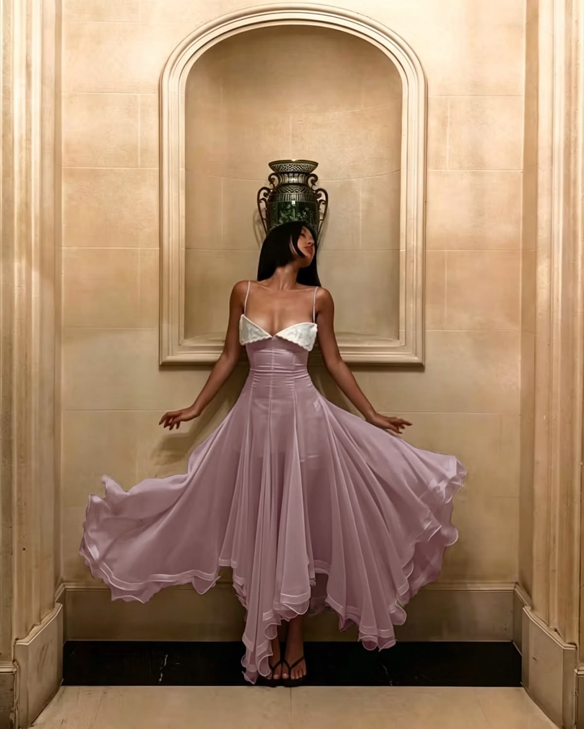 Hazy Tulle Flowy Prom Gown Lavender Women's Maxi Birthday Dress Evening Dress RS2978