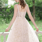 French Chic Ivory A-Line Spaghetti Straps Lace Embroidery Maxi Wedding Dress RS454