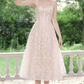 French Chic Ivory A-Line Spaghetti Straps Lace Embroidery Maxi Wedding Dress RS454