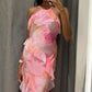 Pink halter neck slim waist long dress, prom dress R5327