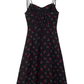 2025 Summer New French Retro Black Cherry Floral Slimming Suspender Dress R0979