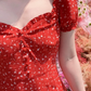 Retro Red A-Line Square Polka Dots Mini Summer Dress RS528