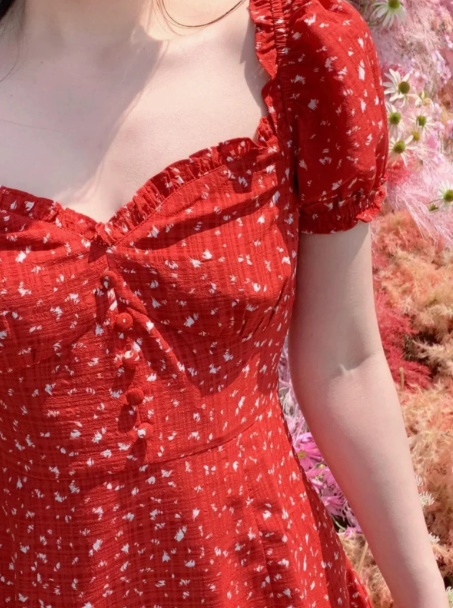 Retro Red A-Line Square Polka Dots Mini Summer Dress RS528