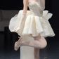 White tube top waist slimming fluffy cute gentle princess skirt homecoming dress R4155
