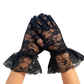Children's elastic retro black lace lace mesh gloves white bride hollow thin sunscreen     S6254