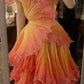 Orange Ombre Lace Hem Homecoming Dress R2773
