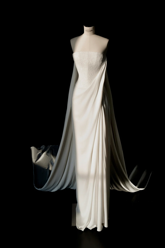 White tube top slim waist elegant skirt, prom dress R5689