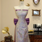 Light purple strapless floral print fitted long ball gown/bridal dress R7197