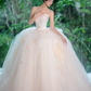 White tube top slim waist pink floral elegant princess ball gown bridal gown R5885