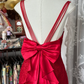 Red halter-neck, fitted, bodycon mini dress, prom dress R6364