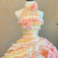 Pink Long Prom Dress with Sleeveless Halter Neck, Fitted Waist and Tiered Skirt; Bridal Gown R7317