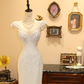 White lace fitted mermaid long wedding dress R6605