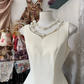 White sleeveless slim waist A-line short skirt ball gown R6165