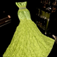 Light green strapless, fitted, mermaid-style long ball gown, elegant and fairy-like R6964