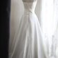 White halter-neck fitted A-line long ball gown R6804