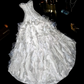 White strapless, fitted waist, pleated, elegant long ball gown R6924