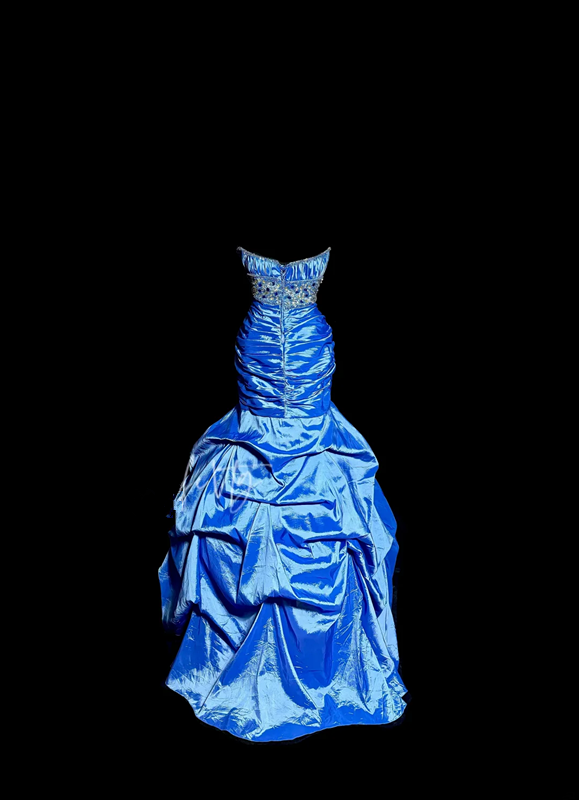 Blue strapless fitted waist slim-fitting ball gown with a full skirt R6645