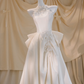 White halterneck slim waist elegant long dress bridal gown R5772