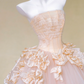 Pink tube top waist slim fit three-dimensional flower puffy tulle long dress bridal dress R5732