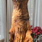 Brown and gold halter-neck fitted tiered skirt sexy long ball gown R7792