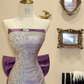 Light purple strapless floral print fitted long ball gown/bridal dress R7197