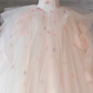 White tube top slim waist pink floral elegant princess ball gown bridal gown R5885