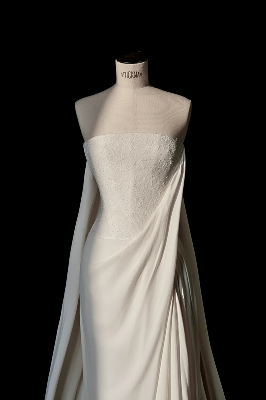 White tube top slim waist elegant skirt, prom dress R5689