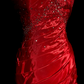 Red strapless fitted waist slim-fitting ball gown with a full skirt R6685