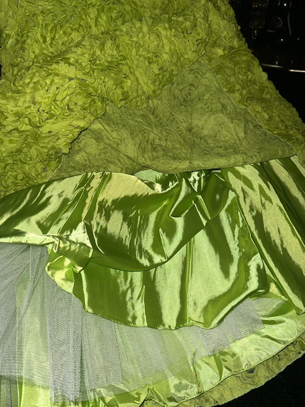 Light green strapless, fitted, mermaid-style long ball gown, elegant and fairy-like R6964