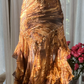 Brown and gold halter-neck fitted tiered skirt sexy long ball gown R7792