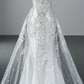 White rhinestone off-shoulder fitted mermaid skirt ball gown R6443