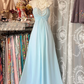 Light blue strapless pleated waist elegant long ball gown R6206