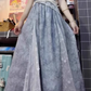 Blue lace tube top dress 2025 new beautiful waist a-line long skirt R0675