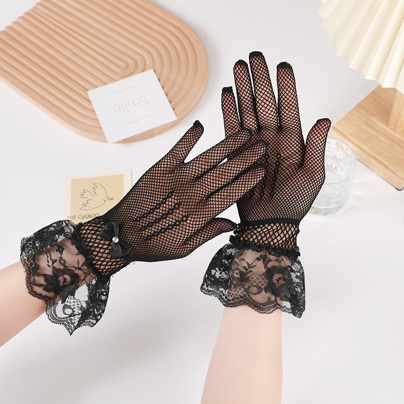 Halloween lace gloves bridal gloves bow hot diamond mesh sunshade sexy sleeves     S6275