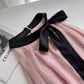Classic pink and black halter neck dress gentle temperament skirt long skirt for women R0293