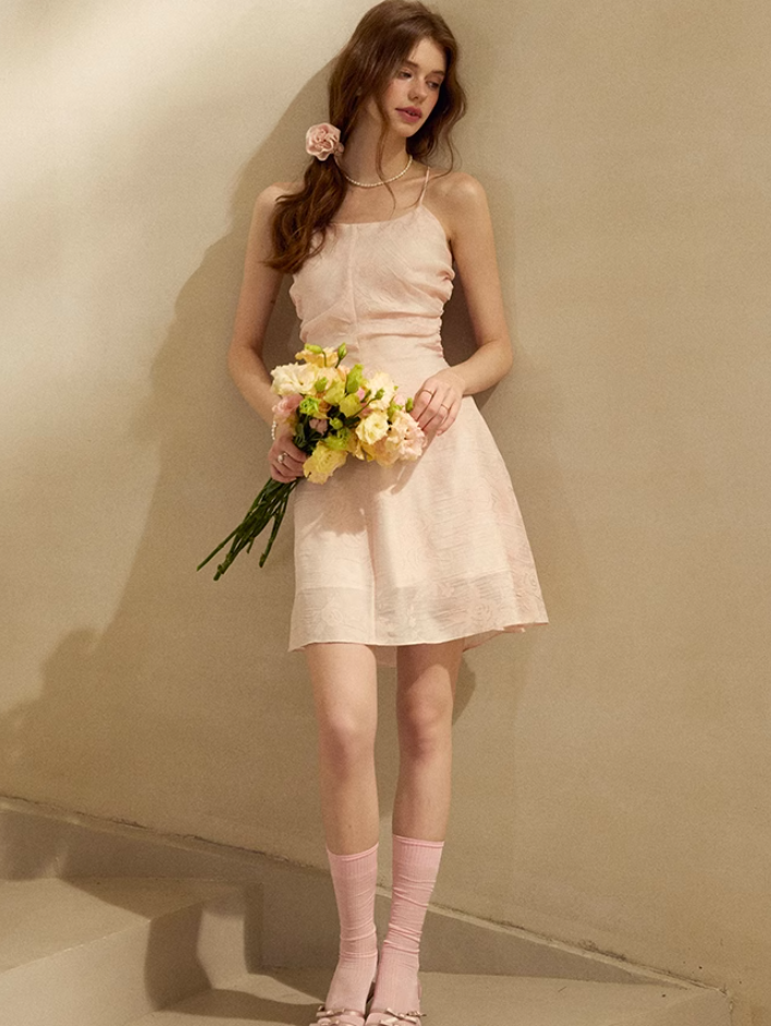 French floral suspender skirt holiday dress petite short skirt high-grade tulle skirt female summer R3487