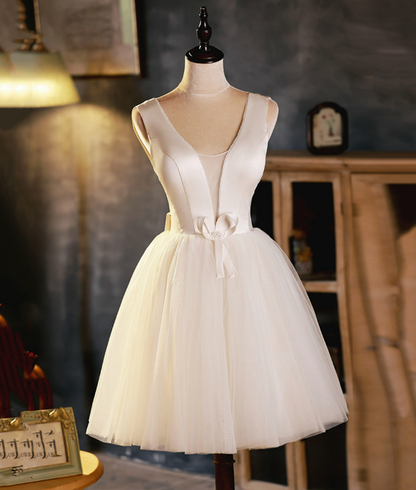 Sexy White Homecoming Dress ,Silky Satin Open Back Corset Short Prom Dress RS1682