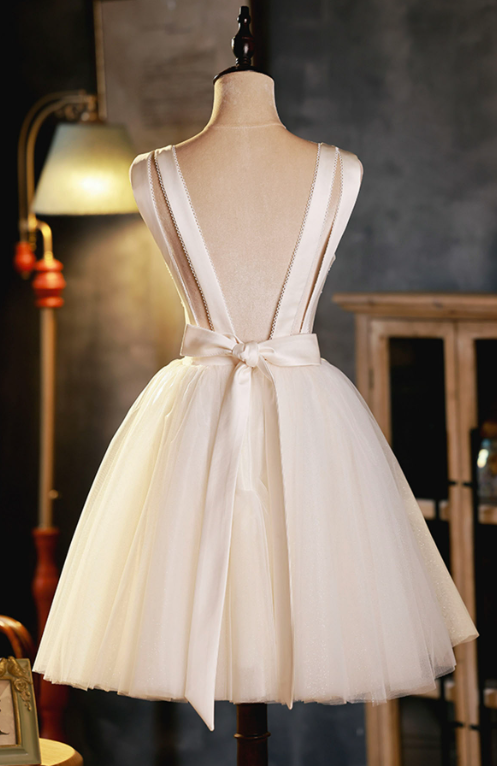 Sexy White Homecoming Dress ,Silky Satin Open Back Corset Short Prom Dress RS1682