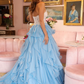 Elegant Embroidered Chiffon Prom Gown Baby Blue Women's Maxi Evening Dress Party Dress RS2822