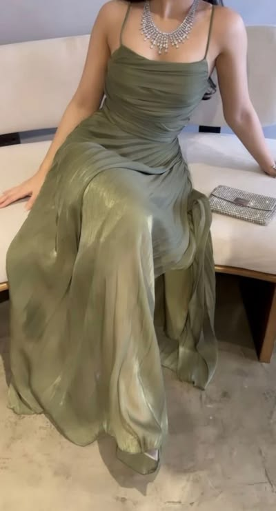 Flowy Chiffon Prom Gown Bud Green Women's Corset Maxi Birthday Dress — Fall Outfit 2026 New RS3097