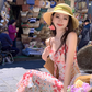 Women's French V-neck floral suspender dress waist and hip long skirt R0611