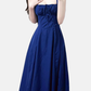 2025 Summer New Blue Slit Sexy Waist Temperament Suspender Dress R0901
