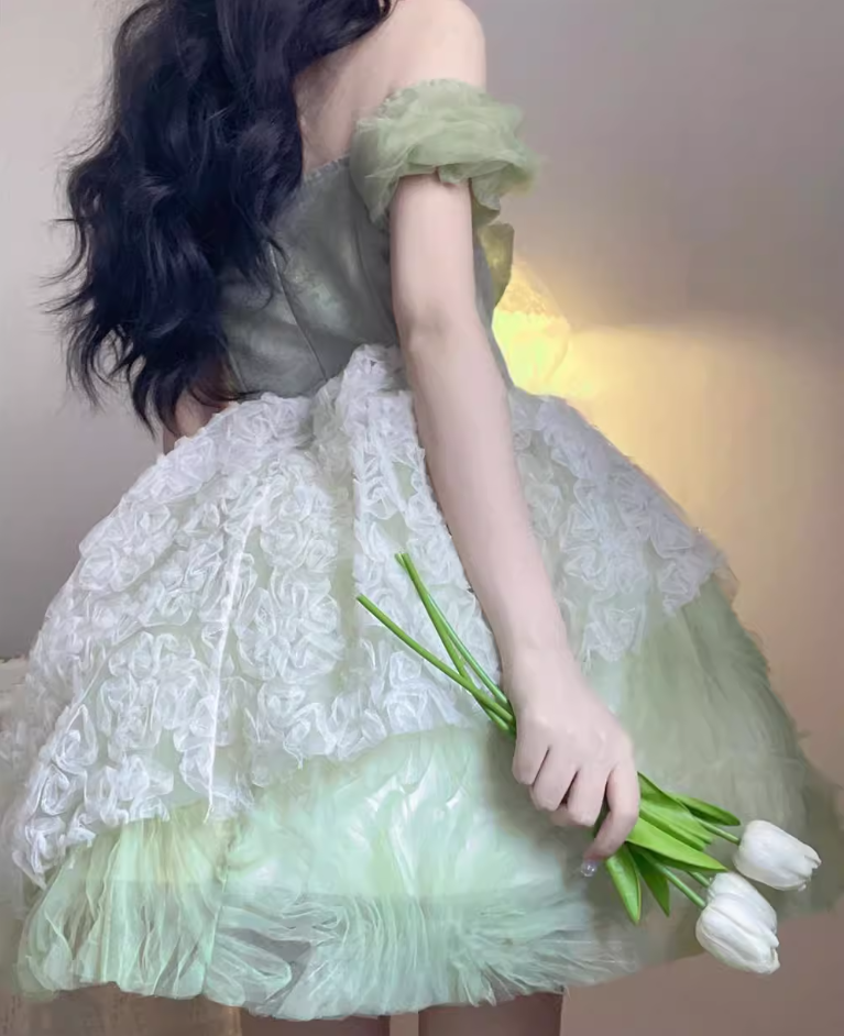 Tea break French first love sweet forest style princess dress small dress R1661