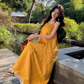 Relaxed yellow tassel sling white dress holiday temperament long dress beautiful beach dress R1621