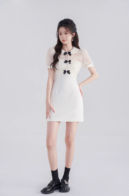 New Chinese style dress women's slim short skirt new style high waist baby collar skirt R4464